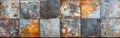 Rustic Patchwork: Vintage Brown and Gray Stone and Cement Wall Texture Background Banner Royalty Free Stock Photo