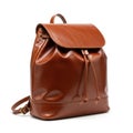Brown leather backpack isolated on white background Royalty Free Stock Photo