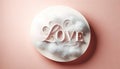 Elegant Love Typography with Clouds on Pastel Background, AI Generated