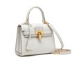 Elegant white leather handbag with gold accents Royalty Free Stock Photo