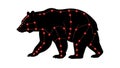 Stylized bear silhouette with red dots isolated on white background Royalty Free Stock Photo