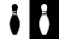 Bowling Pin Silhouette - Black and White Royalty Free Stock Photo