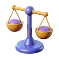 Stylized 3D rendering of a balance scale symbolizing justice and equilibrium Royalty Free Stock Photo