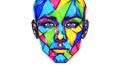 Colorful Geometric Abstract Face Portrait Illustration on Bright White Backdrop Royalty Free Stock Photo