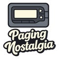 Vintage pager device illustration with nostalgic text isolated for retro technology and communication theme Royalty Free Stock Photo
