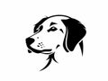 Black and White Dog Portrait Logos,Simplified Dog Profile Graphics Stylized Dog Head Illustrations Minimalist Canine Logos Set