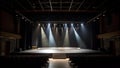 The image features a theatrical stage illuminated by spotlights, with rows of empty seats in the foreground implying a venue Royalty Free Stock Photo