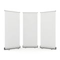 Three blank roll-up banners isolated on white background Royalty Free Stock Photo