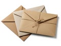 Three brown envelopes isolated on white background Royalty Free Stock Photo