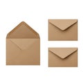 Three brown envelopes isolated on white background Royalty Free Stock Photo