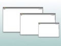 Three browser windows isolated on white background Royalty Free Stock Photo