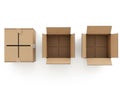 Three cardboard boxes isolated on white background isolated on white background Royalty Free Stock Photo