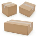 Three cardboard boxes isolated on white background Royalty Free Stock Photo