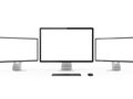 Three computer monitors isolated on white background Royalty Free Stock Photo