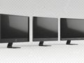 Three computer monitors isolated on white background isolated on white background Royalty Free Stock Photo