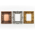 Three decorative picture frames isolated on white background Royalty Free Stock Photo