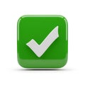 A green square button with a white checkmark symbol indicating confirmation or approval Royalty Free Stock Photo