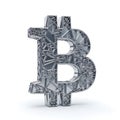 A stylized 3d rendered bitcoin symbol crafted from crumpled aluminum foil Royalty Free Stock Photo
