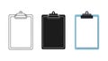 Three Clipboards: Outline, Solid Black, and Blue Border Royalty Free Stock Photo