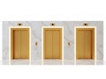 Three elevator doors isolated on white background Royalty Free Stock Photo