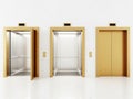 Three elevator doors isolated on white background Royalty Free Stock Photo