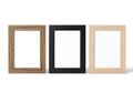Three empty picture frames in different colors Royalty Free Stock Photo