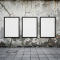 Three empty frames isolated on white background Royalty Free Stock Photo