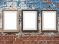Three empty picture frames isolated on white background Royalty Free Stock Photo
