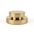 Golden circular objects stacked, isolated on white background Royalty Free Stock Photo