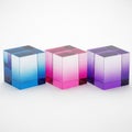 Three gradient cubes isolated on white background Royalty Free Stock Photo