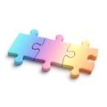 Colorful puzzle pieces forming a gradient connection against a plain background Royalty Free Stock Photo
