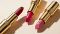 Three lipsticks isolated on white background Royalty Free Stock Photo