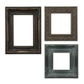 Three ornate picture frames isolated on transparent background Royalty Free Stock Photo