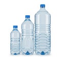 Three plastic water bottles isolated on white background Royalty Free Stock Photo