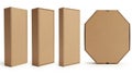 Three rectangular boxes and an octagonal box isolated on white background Royalty Free Stock Photo