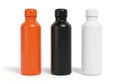 Three colored water bottles isolated on white background Royalty Free Stock Photo