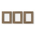 Three wooden picture frames isolated on white background Royalty Free Stock Photo