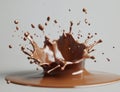 The image features a twisted and splashed chocolate design, set against a plain white background and including a clipping path Royalty Free Stock Photo