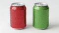 Two beverage cans, one red and one green Royalty Free Stock Photo