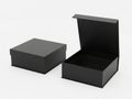 Black gift boxes, isolated on white background Royalty Free Stock Photo