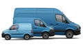 Blue delivery vans isolated on white background Royalty Free Stock Photo