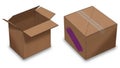 Two cardboard boxes isolated on white background Royalty Free Stock Photo