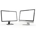 Two computer monitors isolated on white background Royalty Free Stock Photo