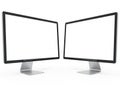Two computer monitors isolated on white background Royalty Free Stock Photo