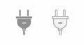 Electricity Power Plug Icon Solid Gray and Transparent Outline Styles Royalty Free Stock Photo
