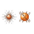 Stylized Sun and Celestial Orb Illustrations Royalty Free Stock Photo