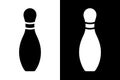 Bowling Pin Icons: Black on White and White on Black Royalty Free Stock Photo