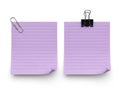 Two purple sticky notes isolated on white background Royalty Free Stock Photo