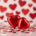 Red chocolate hearts isolated on white background Royalty Free Stock Photo