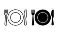 Simple black and white dinnerware icons. Royalty Free Stock Photo